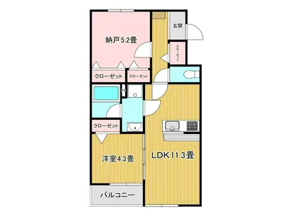 フェリオ(1SLDK/2階)の間取り写真