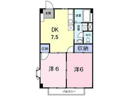 グリーン・ヒル(2DK/2階)の間取り写真