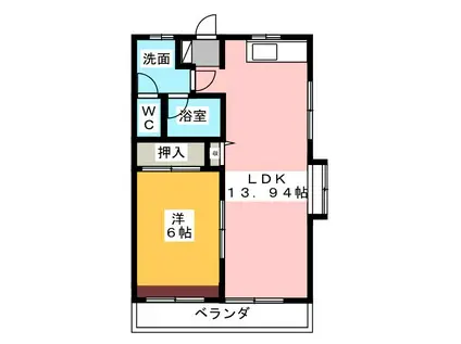 カパルーフ(1LDK/3階)の間取り写真