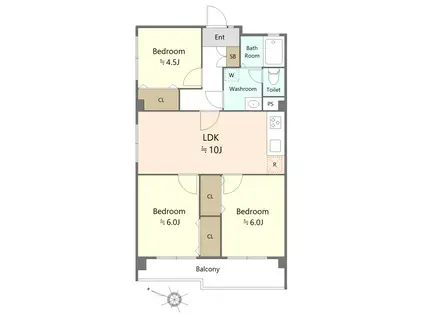 大宮植竹(3LDK/5階)の間取り写真