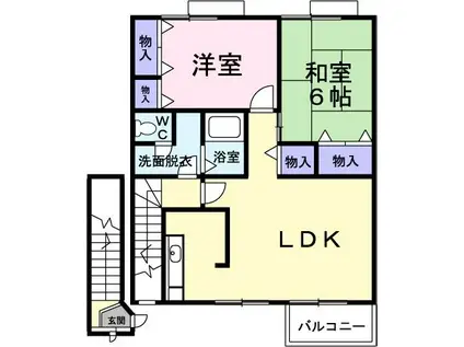 モ・メゾンB(2LDK/2階)の間取り写真