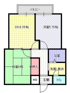シャンテ渡辺(2DK/2階)の間取り写真