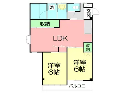 ヴィヴィットヒル(2LDK/2階)の間取り写真