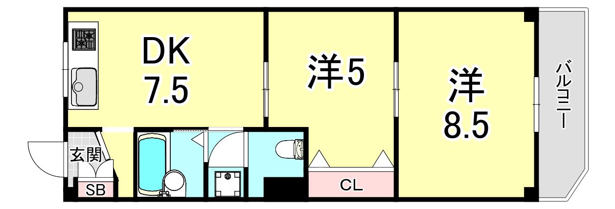 星ヶ丘アパートメント(2DK/2階)の間取り写真