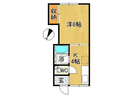 プラザINKEI B棟(1K/1階)の間取り写真