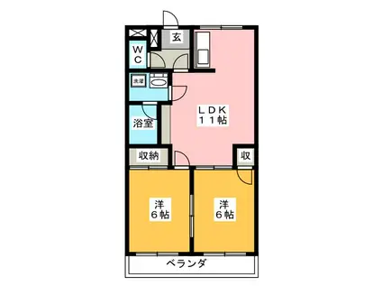 フェアリー(2LDK/2階)の間取り写真