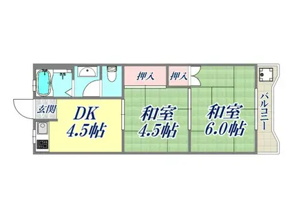 サンハイツ武庫(2DK/3階)の間取り写真