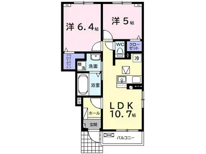 ドリーマーII(2LDK/1階)の間取り写真