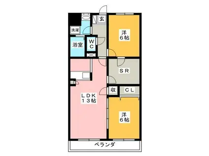 フォレスト ヴィラ(2SLDK/3階)の間取り写真