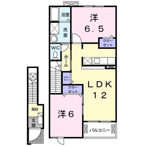 YAMATO(2LDK/2階)の間取り写真