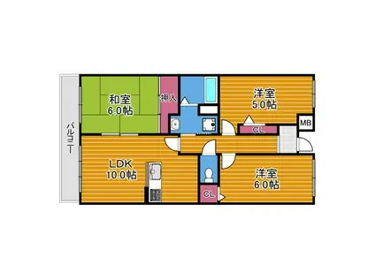 ウエストコート(3LDK/1階)の間取り写真