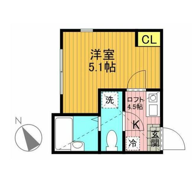 ヴィクトワール(1K/2階)の間取り写真