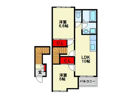 どんどんハウスII(2LDK/2階)の間取り写真