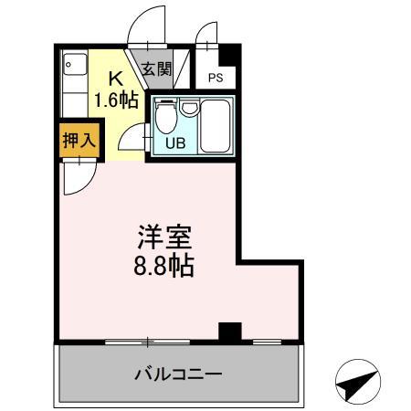 ハイツ東陽(ワンルーム/3階)の間取り写真