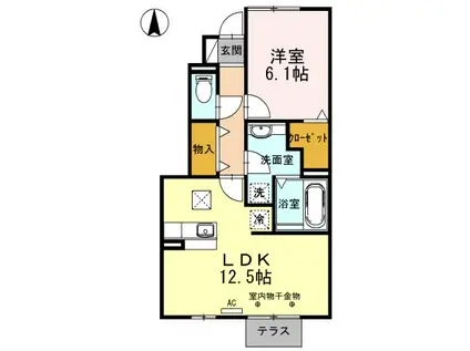 エミグランド竹島(1LDK/1階)の間取り写真