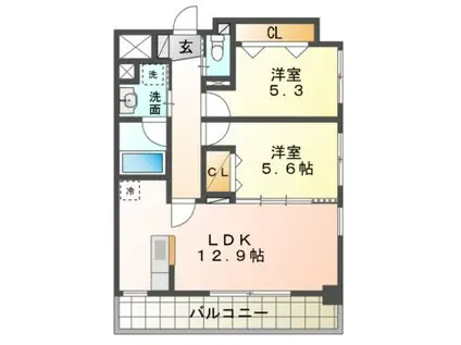 ラフィーネ(2LDK/1階)の間取り写真