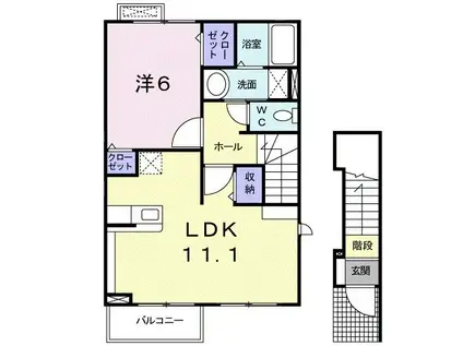 プラシード II(1LDK/2階)の間取り写真