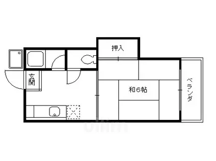 洛水ハイツ(1K/2階)の間取り写真