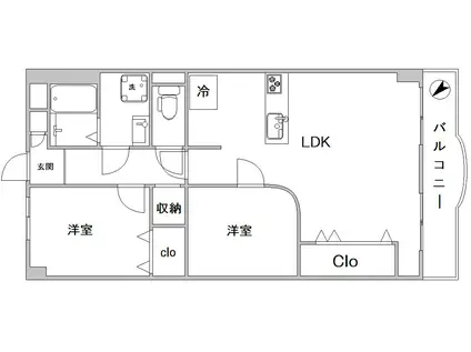 グリーンシティあざみ野(2LDK/1階)の間取り写真