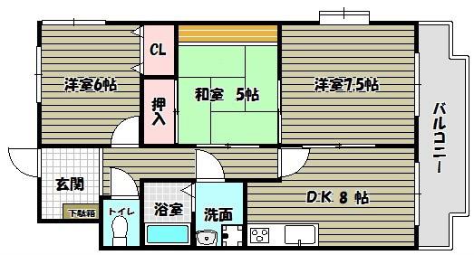 パークヒルズ千代田(3DK/2階)の間取り写真