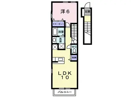 キャパシティ・II(1LDK/2階)の間取り写真