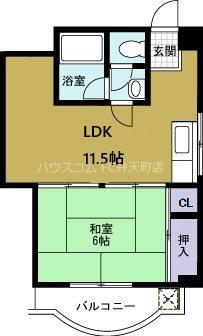 プレアール弁天(1LDK/5階)の間取り写真
