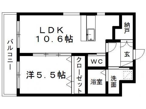 エスペランサ大門(1LDK/2階)の間取り写真