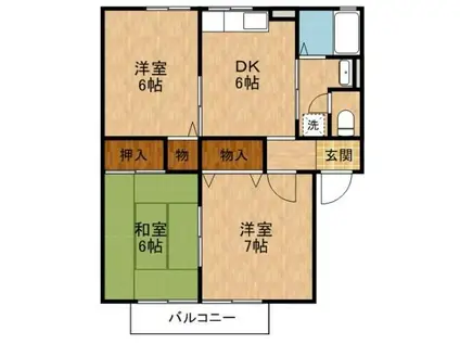 カルム・ロジュマンA棟(2LDK/2階)の間取り写真