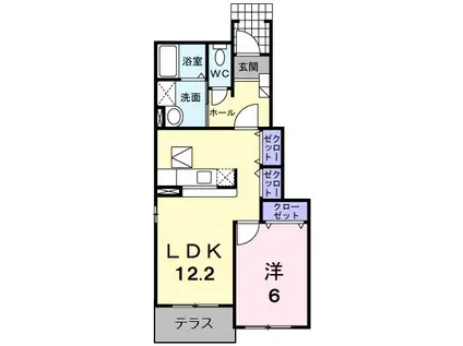 インプレスKMB棟(1LDK/1階)の間取り写真