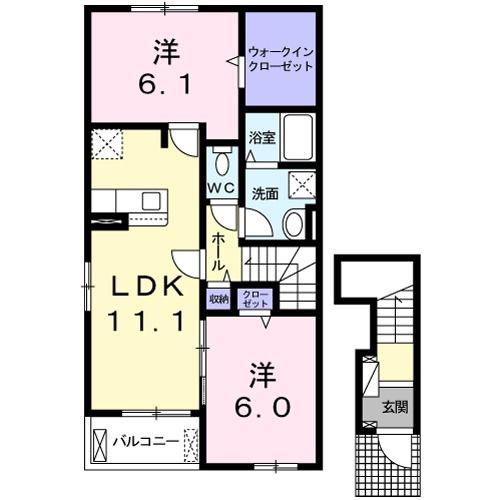 PONO III(2LDK/2階)の間取り写真
