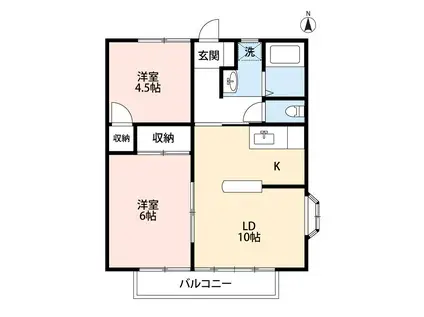 ドミールSK笹谷(2LDK/2階)の間取り写真