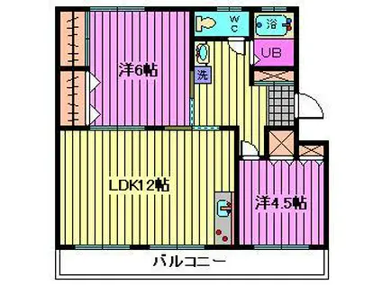 大宮指扇5号棟(2LDK/5階)の間取り写真