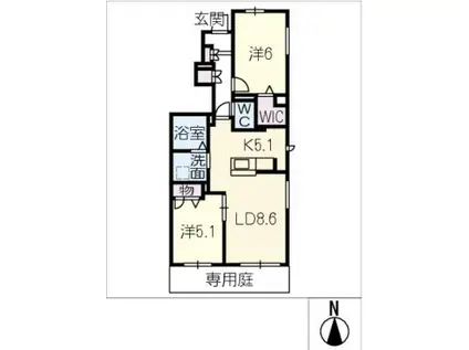 リヴェールE(2LDK/1階)の間取り写真
