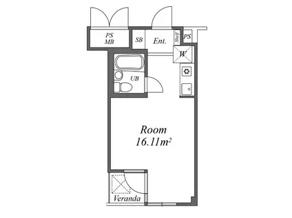 ユーコート高田馬場(ワンルーム/2階)の間取り写真