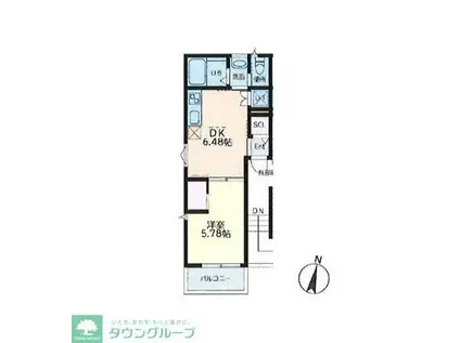 ハピネスアイル大宮(1DK/1階)の間取り写真