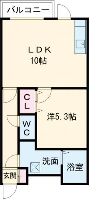 ウィスラー(1LDK/2階)の間取り写真