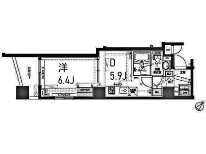 フェニックス横濱関内BAY MARKS(1DK/4階)の間取り写真