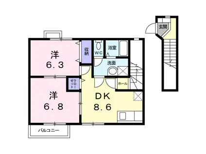 パティオ・ソレアード(2DK/2階)の間取り写真