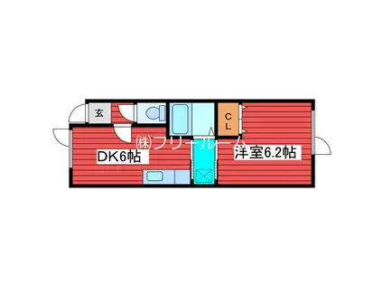 西岡コスモス(1DK/2階)の間取り写真