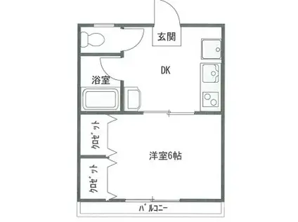 バーデンメモリアル市川(1DK/3階)の間取り写真