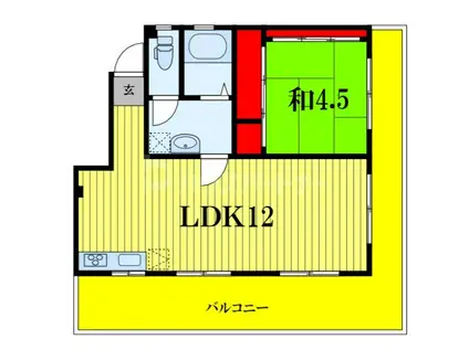 ラレーブ津田沼(1LDK/3階)の間取り写真
