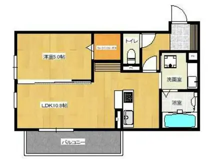 パークヴィラ合志IV(1LDK/1階)の間取り写真