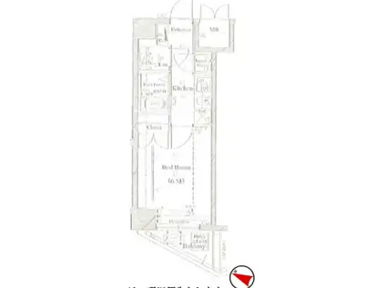 CYNTHIA FOUR-D GOTANDA-ウエスト(1K/10階)の間取り写真