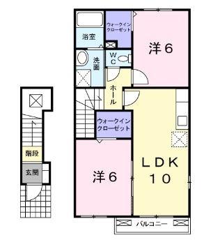 オリーブ(2LDK/2階)の間取り写真