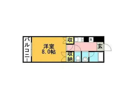 アーバン21B(1K/3階)の間取り写真