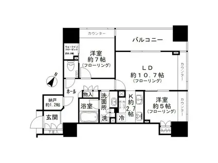 パークタワー渋谷本町(2SLDK/11階)の間取り写真