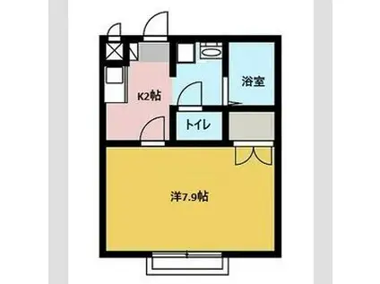 アンプルール ブワ 虹(1K/1階)の間取り写真