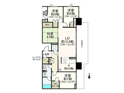 グランドメゾン東伏見(4LDK/3階)の間取り写真