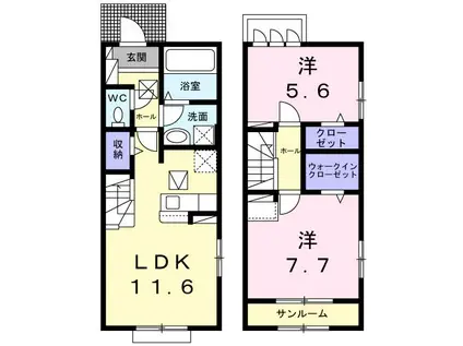 法華寺町アパート(2LDK/1階)の間取り写真