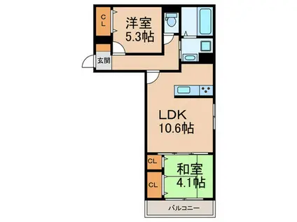 ヴェルデ天城(2LDK/2階)の間取り写真